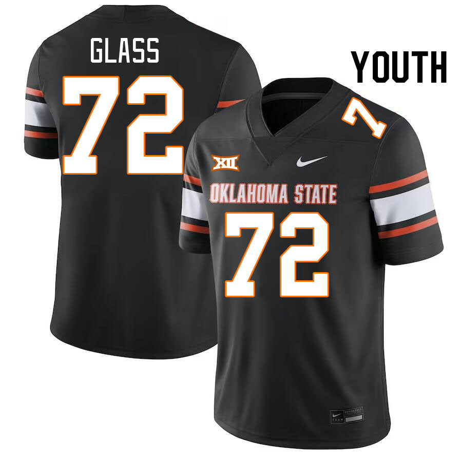 Youth #72 Isaia Glass Oklahoma State Cowboys College Football Jerseys Stitched-Black